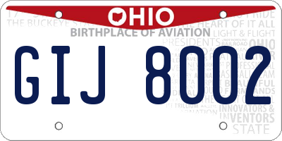 OH license plate GIJ8002