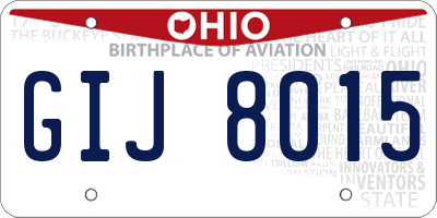 OH license plate GIJ8015
