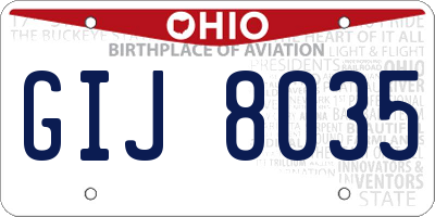 OH license plate GIJ8035