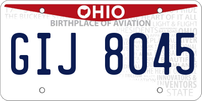 OH license plate GIJ8045