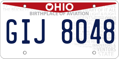 OH license plate GIJ8048