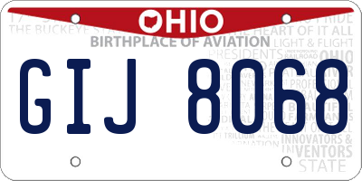 OH license plate GIJ8068