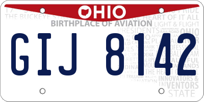 OH license plate GIJ8142