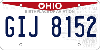 OH license plate GIJ8152
