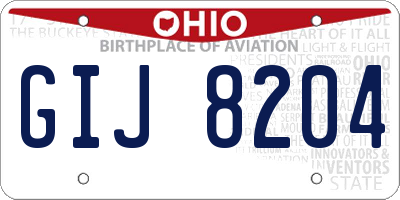 OH license plate GIJ8204