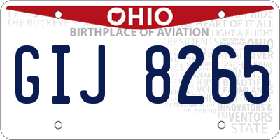 OH license plate GIJ8265