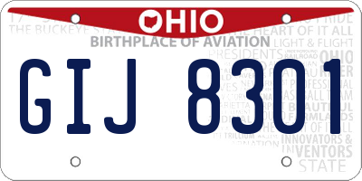 OH license plate GIJ8301