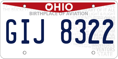 OH license plate GIJ8322