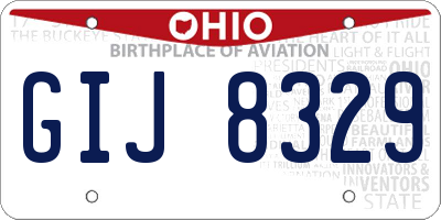 OH license plate GIJ8329