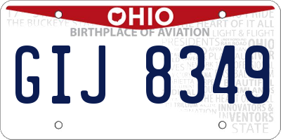 OH license plate GIJ8349