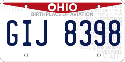 OH license plate GIJ8398