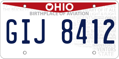 OH license plate GIJ8412