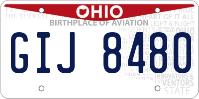 OH license plate GIJ8480
