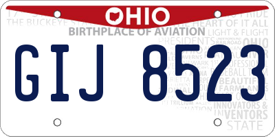 OH license plate GIJ8523