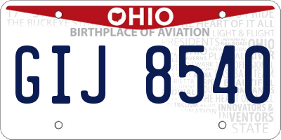 OH license plate GIJ8540