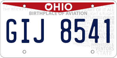 OH license plate GIJ8541
