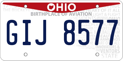 OH license plate GIJ8577