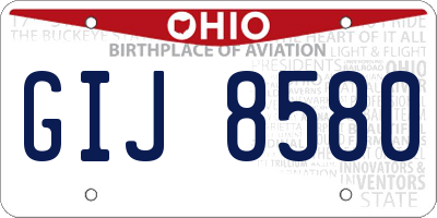OH license plate GIJ8580