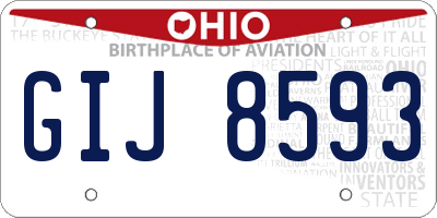 OH license plate GIJ8593