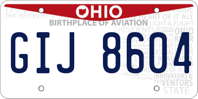 OH license plate GIJ8604