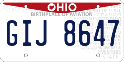 OH license plate GIJ8647