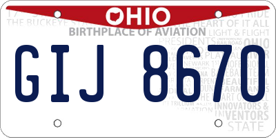 OH license plate GIJ8670