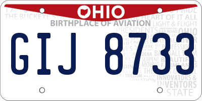 OH license plate GIJ8733