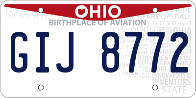 OH license plate GIJ8772