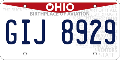 OH license plate GIJ8929