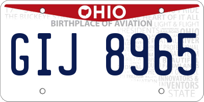 OH license plate GIJ8965