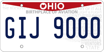 OH license plate GIJ9000