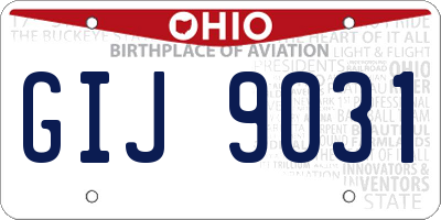 OH license plate GIJ9031