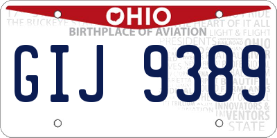 OH license plate GIJ9389
