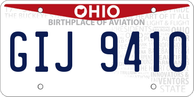 OH license plate GIJ9410