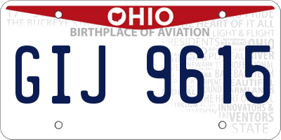 OH license plate GIJ9615
