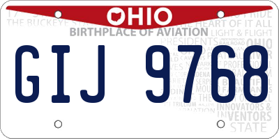 OH license plate GIJ9768