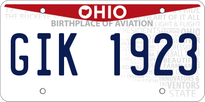 OH license plate GIK1923
