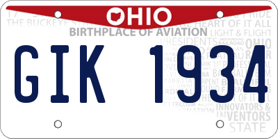 OH license plate GIK1934