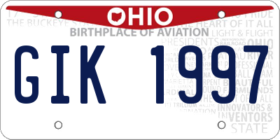 OH license plate GIK1997