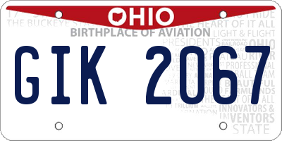 OH license plate GIK2067