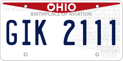 OH license plate GIK2111