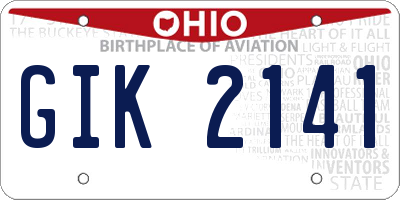 OH license plate GIK2141