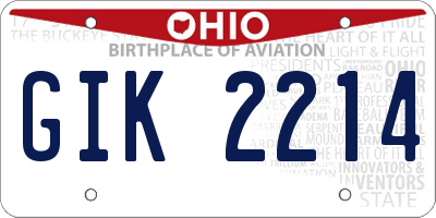 OH license plate GIK2214
