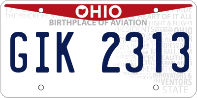 OH license plate GIK2313