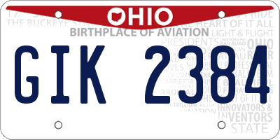OH license plate GIK2384