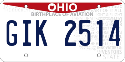 OH license plate GIK2514