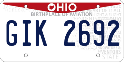 OH license plate GIK2692