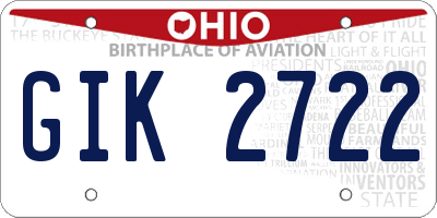 OH license plate GIK2722