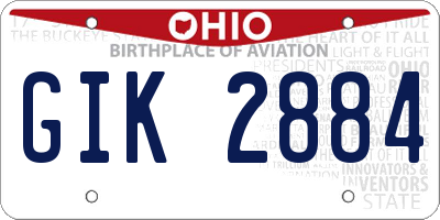 OH license plate GIK2884