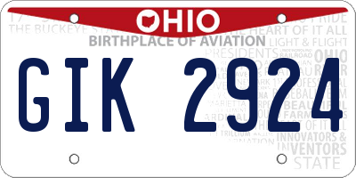 OH license plate GIK2924